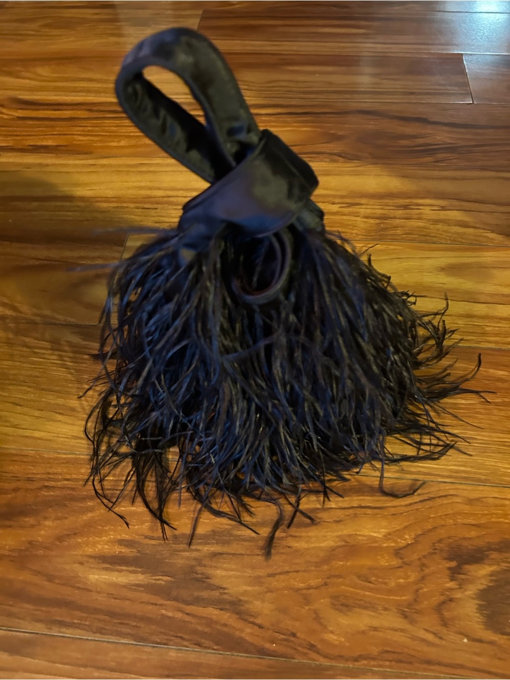 J. Crew collection Santorini black bag with Ostrich feathers. - Picture 6 of 11